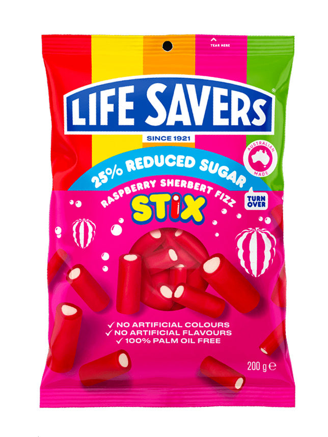 Life Savers Reduced Sugar Sherbert Fizz Stix Raspberry